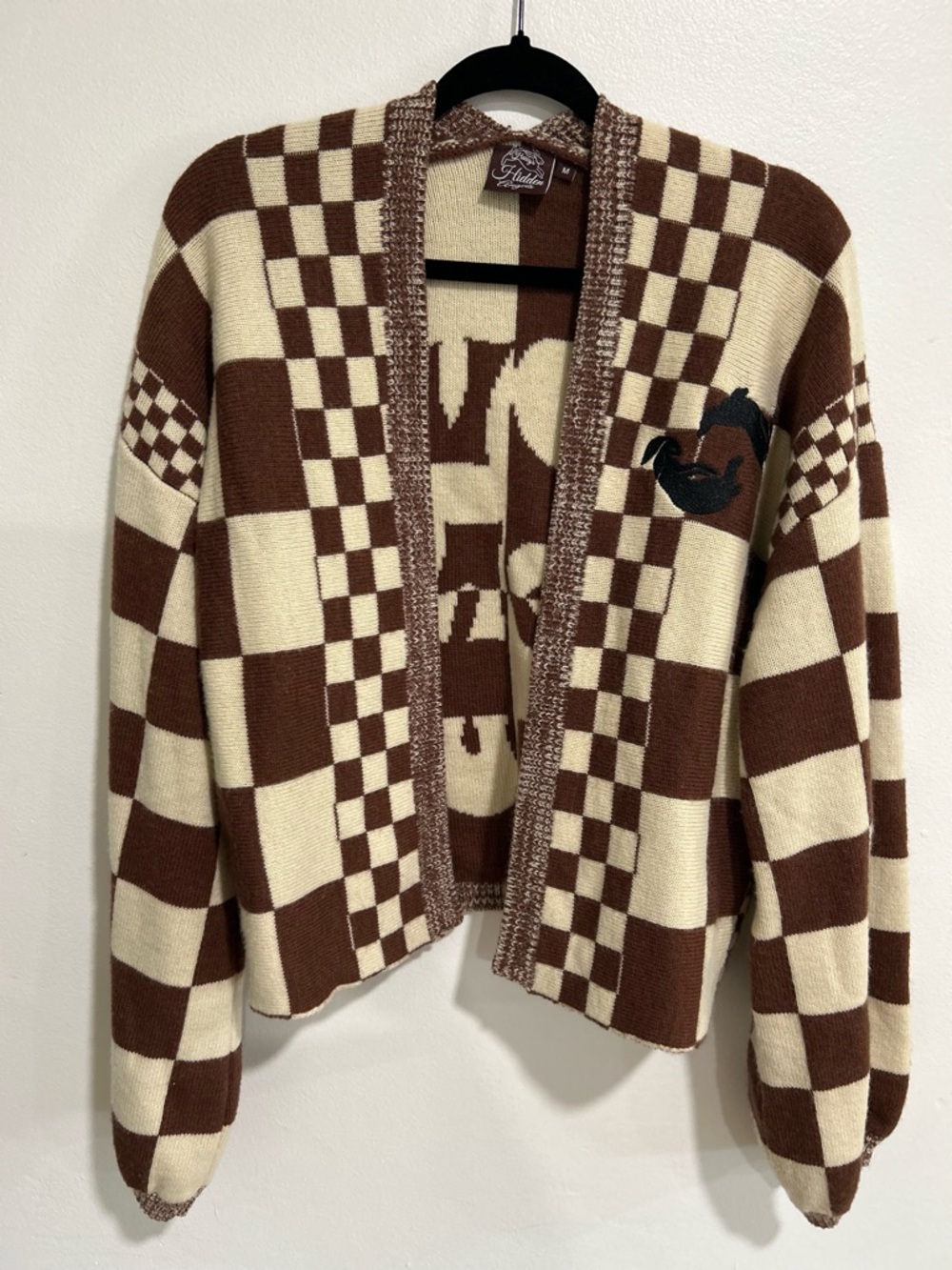 Harry’s Hidden Angels “Love on Tour” Knit Cardigan Sweater Brown Cream Size M